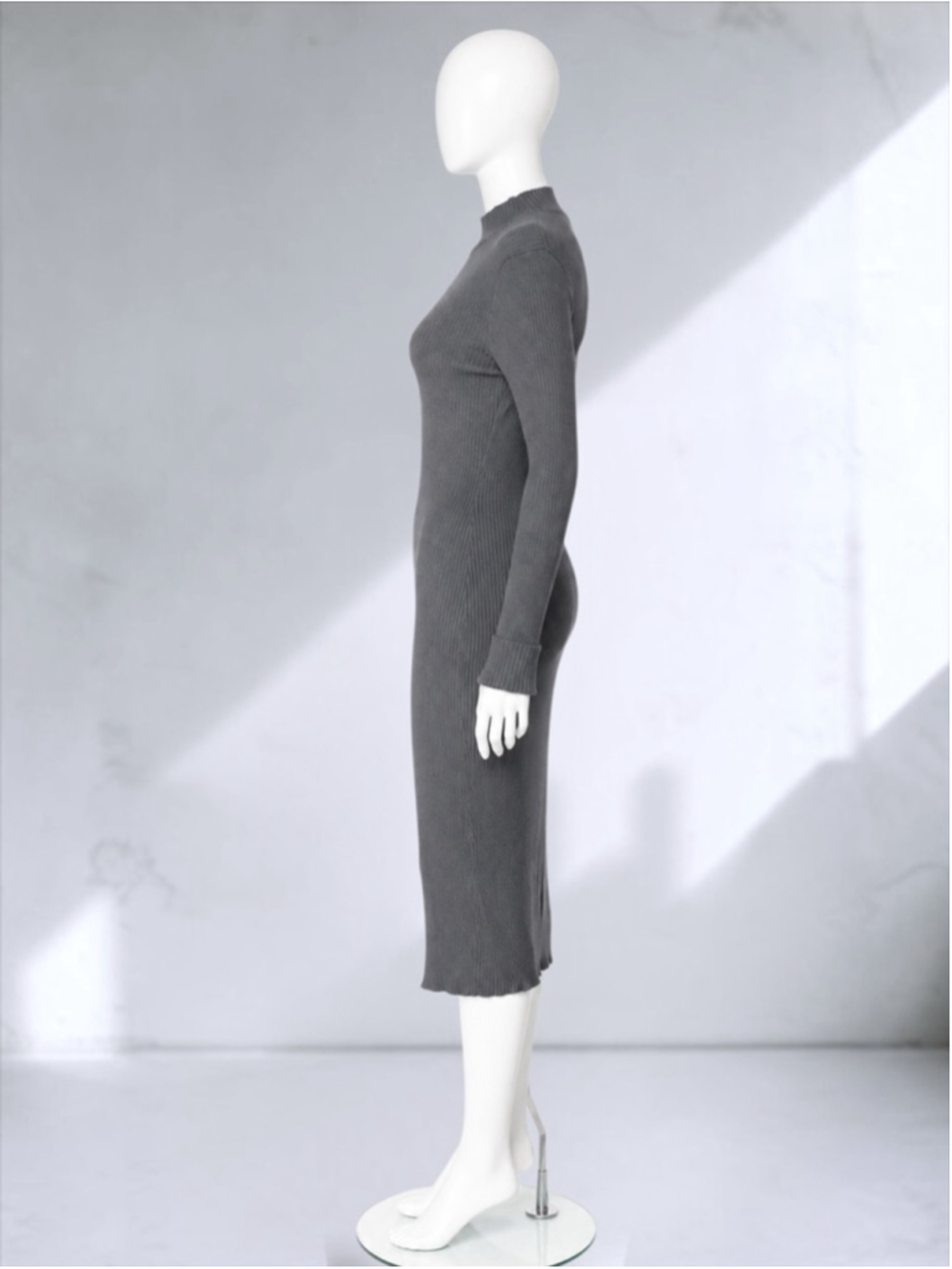 H&M Gray Rib-Knit Mock Turtleneck Midi Dress - Picture 4 of 8